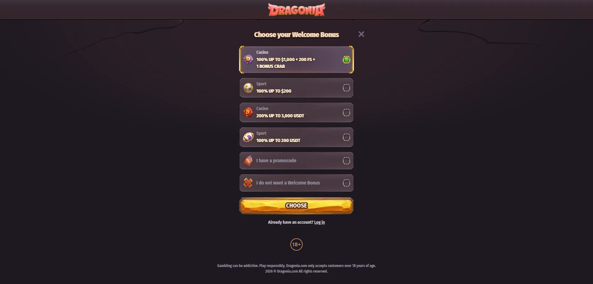 Dragonia Casino NZ welcome bonus – up to NZ$500 plus 100 free spins