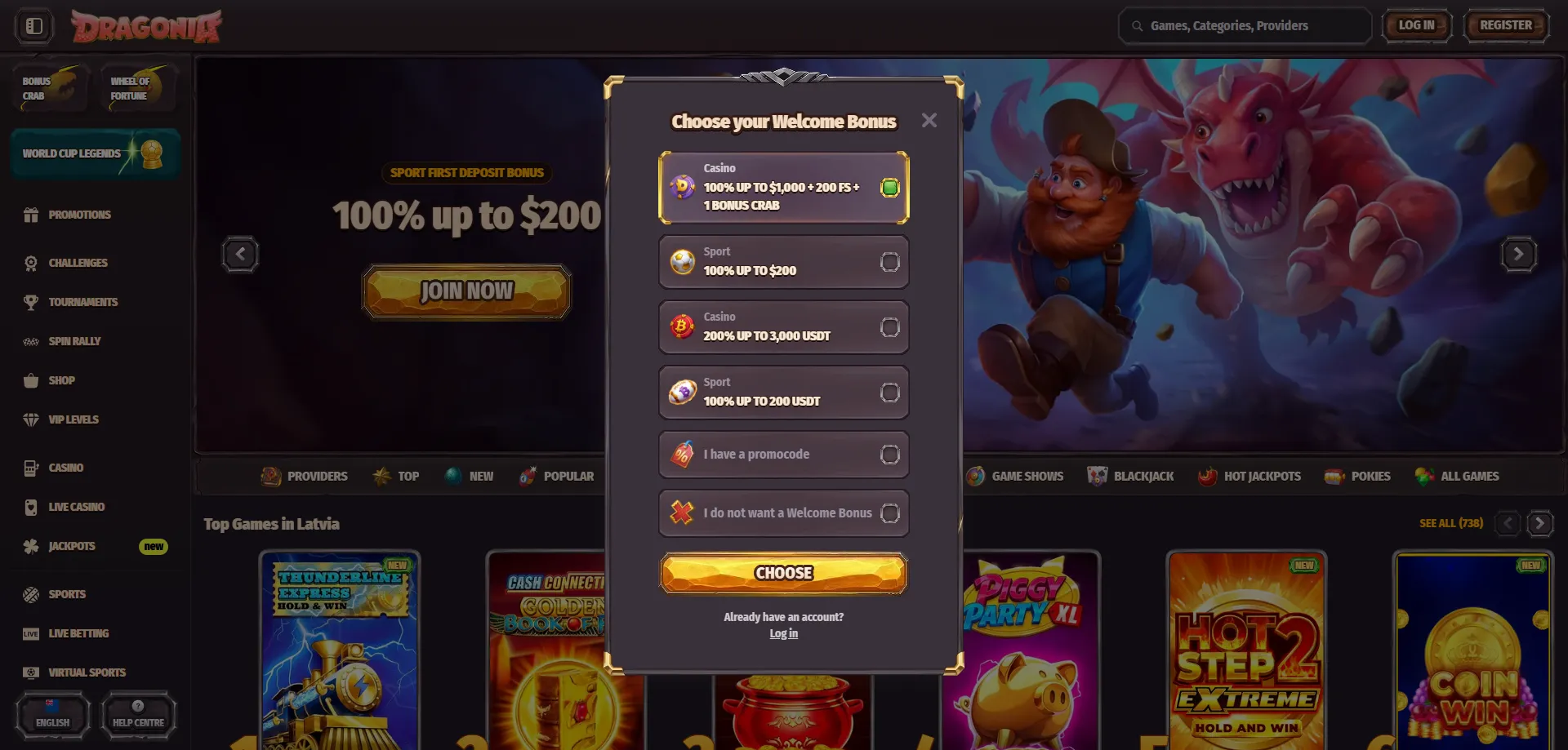 Dragonia Casino NZ registration – create your account in minutes